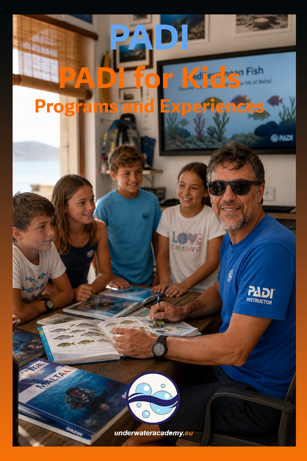 Francesco Cordone in the classroom with PADI for Kids